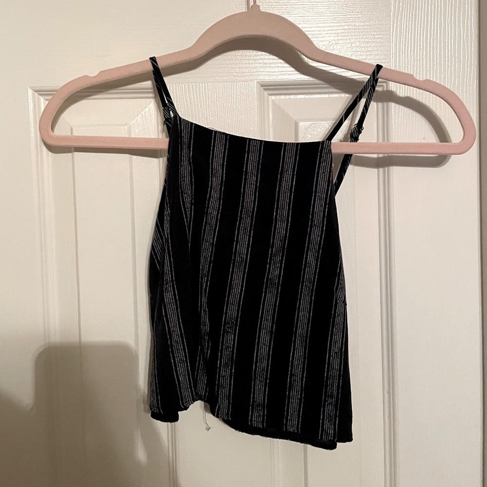 Size S, Navy and White Striped Crop Top